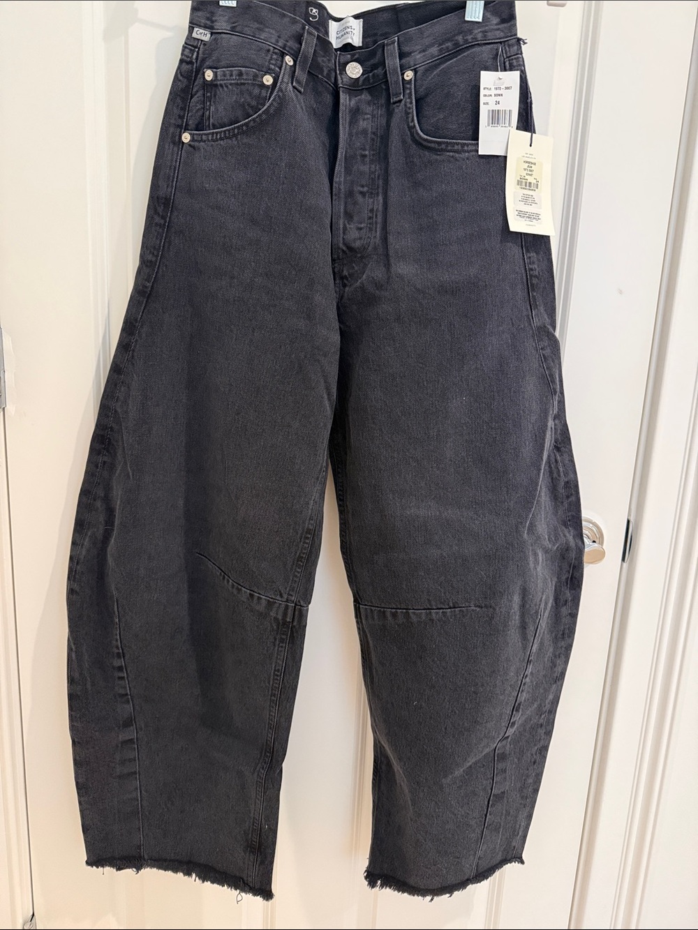 CItizens of Humanity Horseshoe Jean, Black (sonnet) Wide-Leg Jeans, Size 24